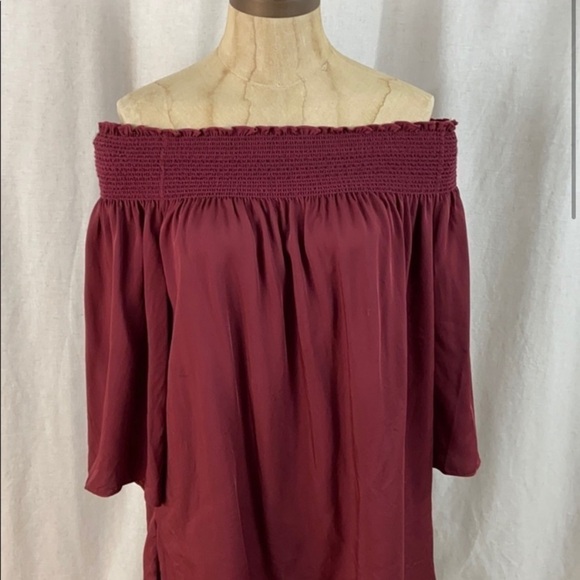 Theory Off the Shoulder Silk Blouse Top - Picture 1 of 8